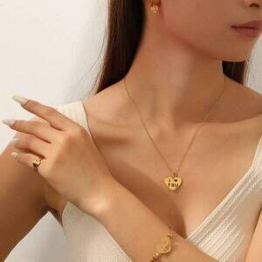 Titanium Steel Jewelry, Stainless Steel Vacuum-Plated Heart Hollow Pendan Y2K